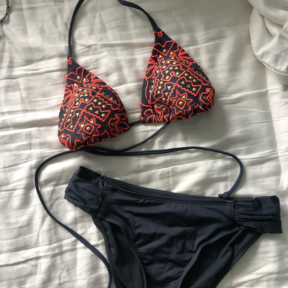 Navy Patterned Bikini Set